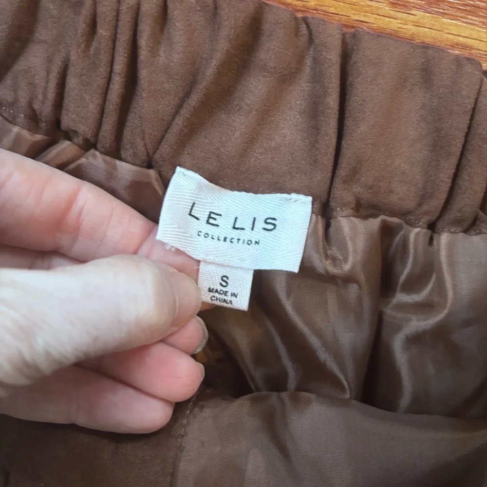 Le Lis Brown Faux Suede Patch Pocket Short Mini Skirt Retro‎ 60s Fall Size Small